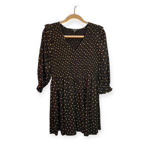 Madewell Lucie V-Neck Smocked Mini Dress Oval Dot XXS Puff Sleeve Cottagecore